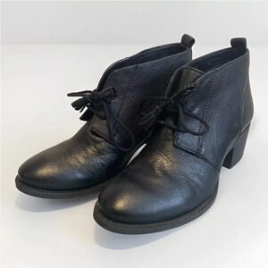 Hush Puppies Women’s Medium Moyen 7.5 US Black Leather Booties Lace Up